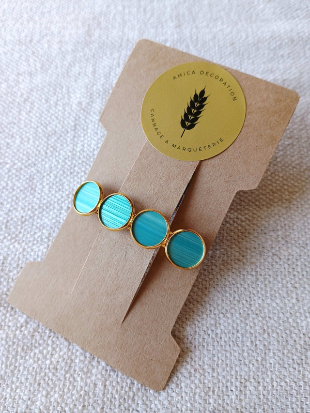 Barrette à cheveux dorée - Turquoise