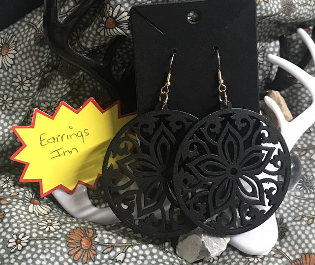 Black Wood Dangling Earrings-SWDE97