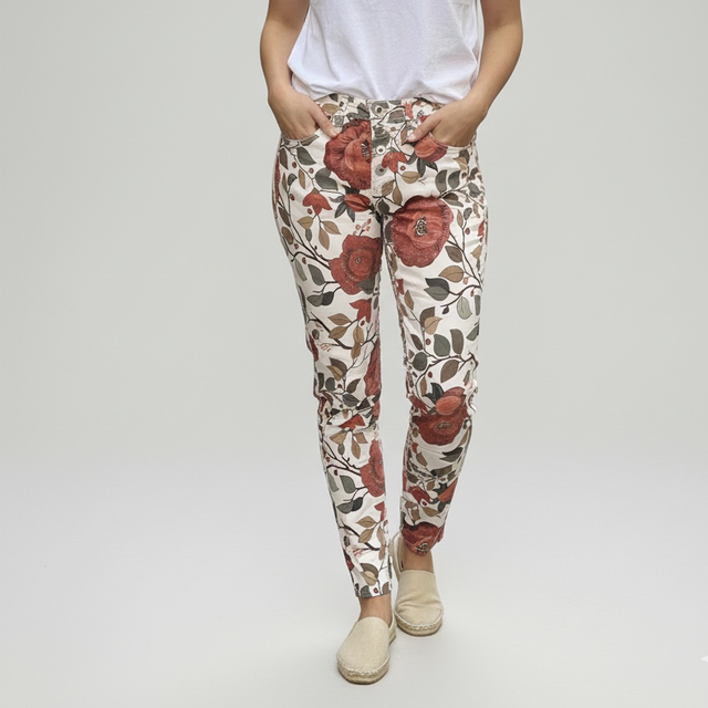 Jean Slim Place du Jour à Imprimé Floral Automnal