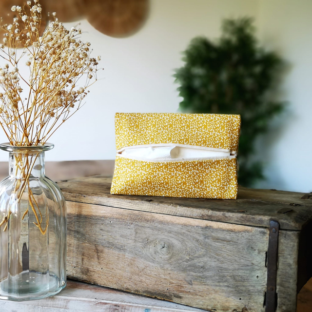 Tissue Pouch - Mustard Dotty