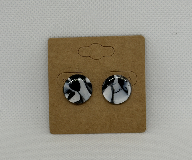 Ohrstecker Marmor Weis/Schwarz