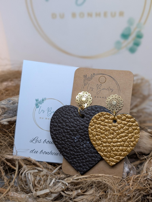 Boucles d'oreilles Asymétrique chocolat doré li026