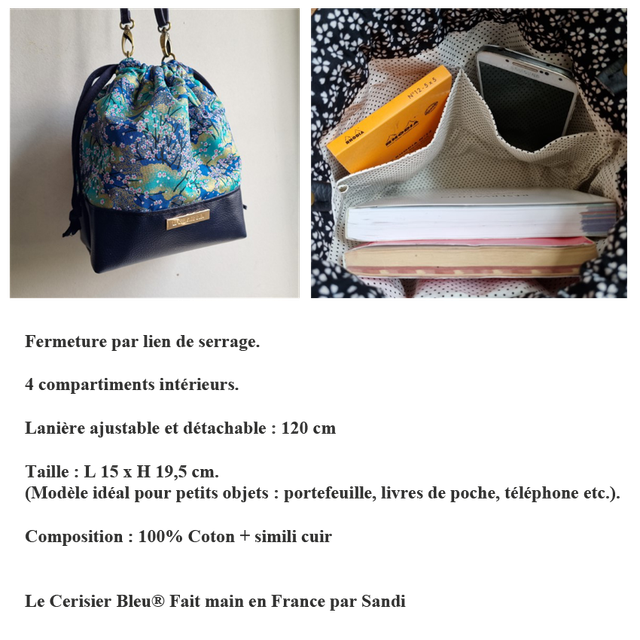 Baluchon "Miya rouge & simili cuir noir