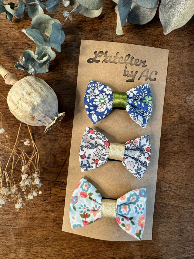 Lot de 3 barrettes anti-glisse nœud