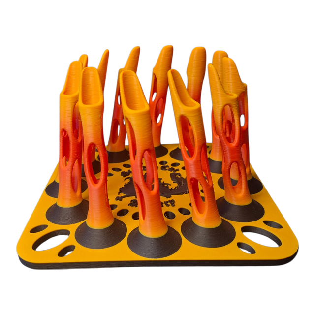 12 Arrow Fletching Stand/ Ground Quiver (Orange, Yellow and Black)