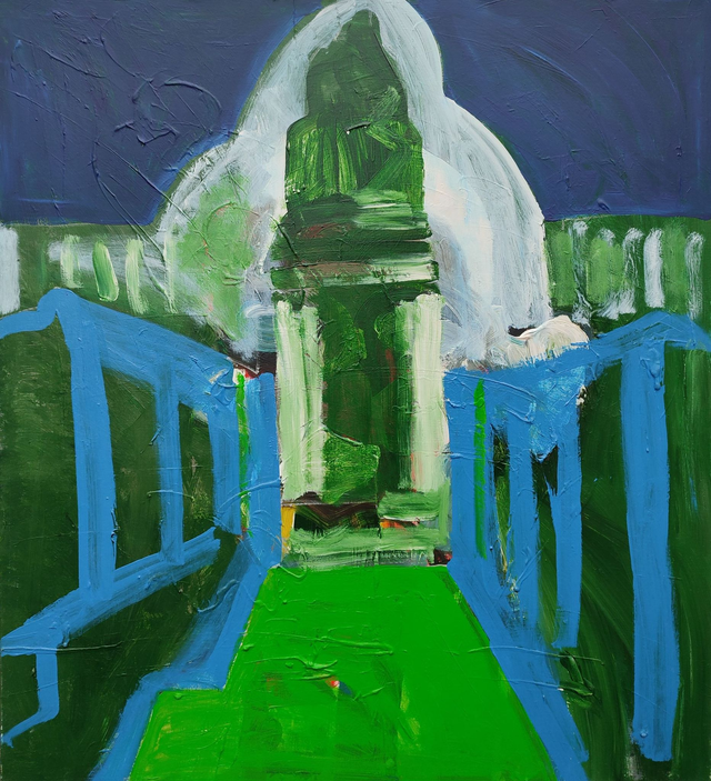 Wnętrze kościoła, 110x100 akryl płótno 2016