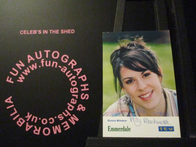 Verity Rushworth (Donna Windsor) Original Emmerdale Blue &amp; Yellow Itv Logo Pre-Print Cast Card (SEE PIC)