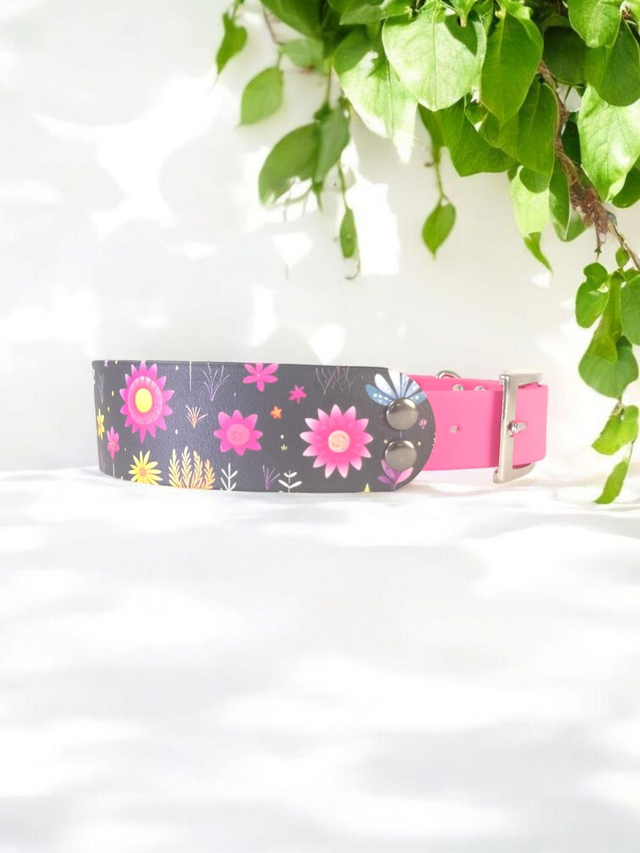 Collier pour chien en BioThane® Original USA.  Cactus / Rose Néon  