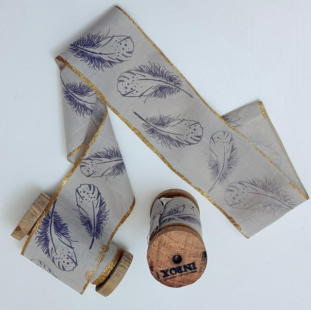 Baumwollband mit Goldrand/ 2m