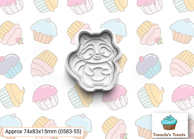 Raccoon Fondant/cookie stamp with cutter 