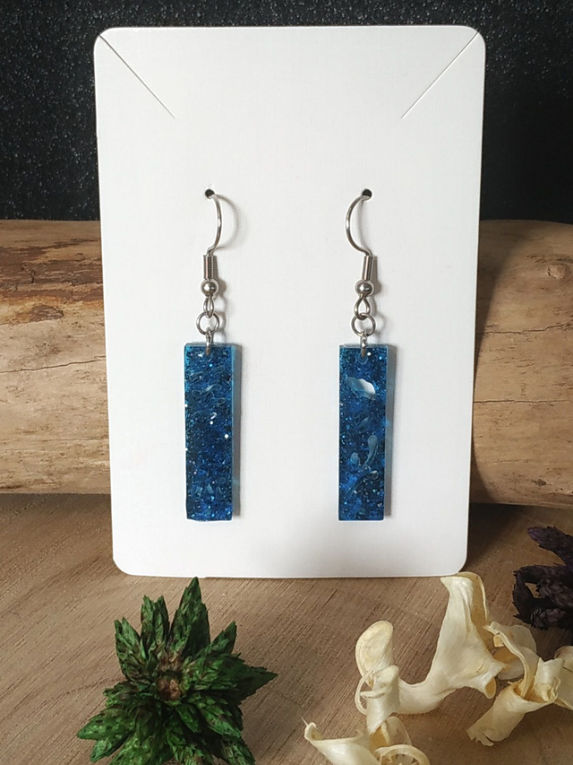 Boucles d'oreilles chinois bleu étoilé