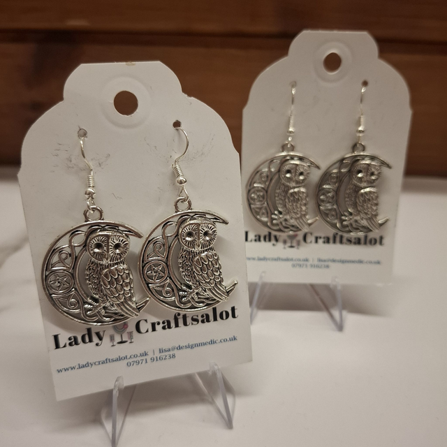 Owl  on Moon Earrings