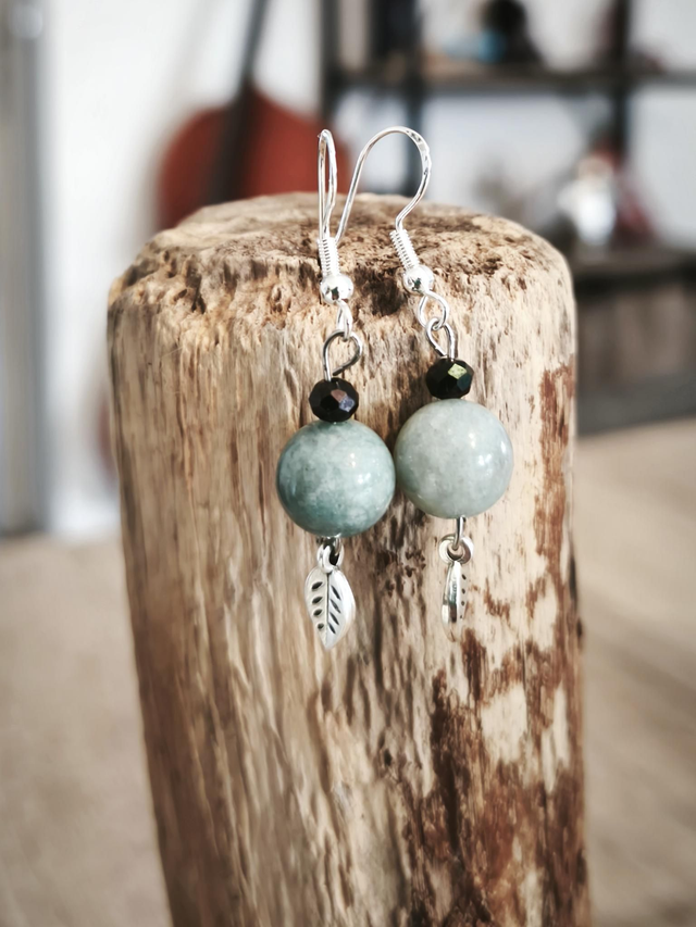 Boucles d'oreilles "Nature" Jade de Birmanie argent S925 