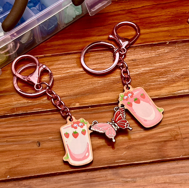 2 Porte-clés - Milkshake Fraise