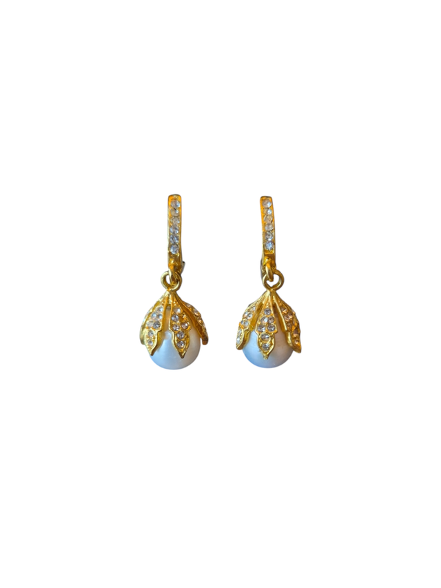 Boucles d&#039;oreilles Lou perle et zircon