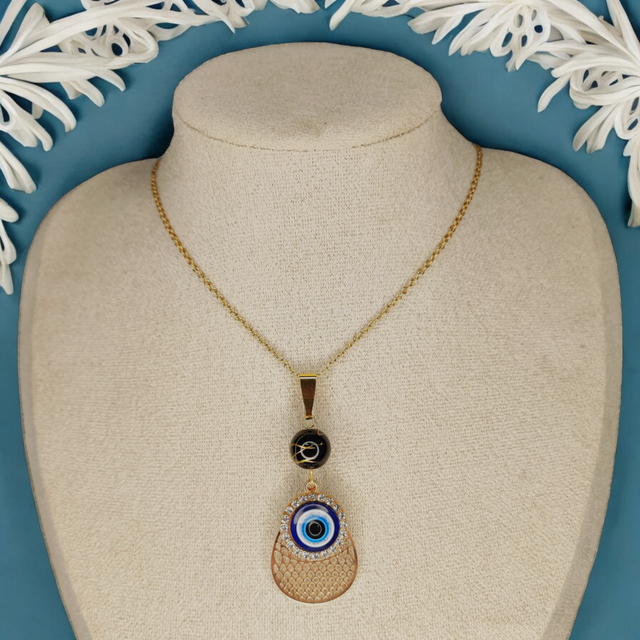 Collier MATIA - agate noire et œil de Nazar