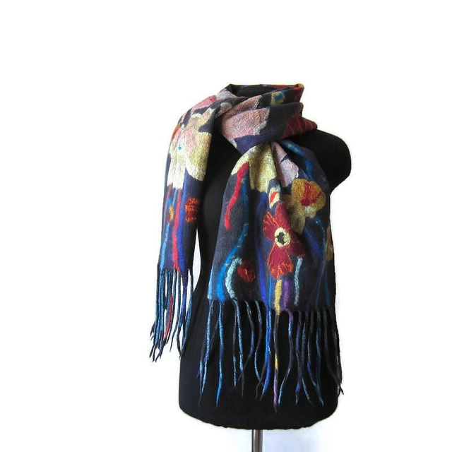 Stola Arte Sciarpa infeltrito di lana merino e seta