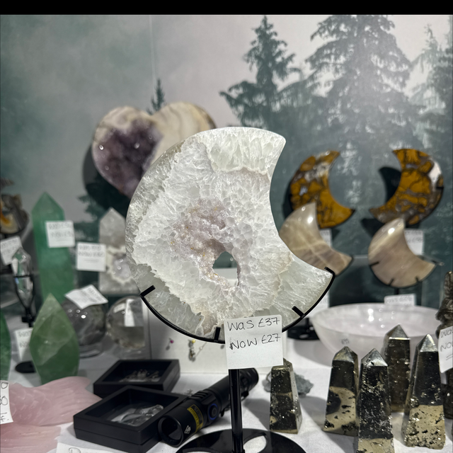 Brazilian amethyst moon with custom stand 