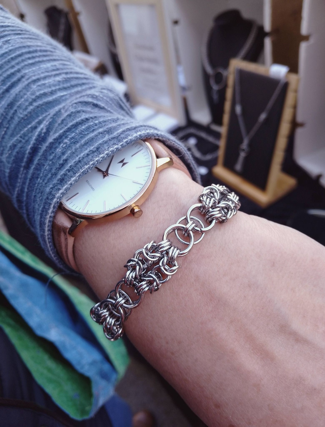Byzantine &amp; Helm Weave Chainmaille Bracelet | Dual-Strand Woven