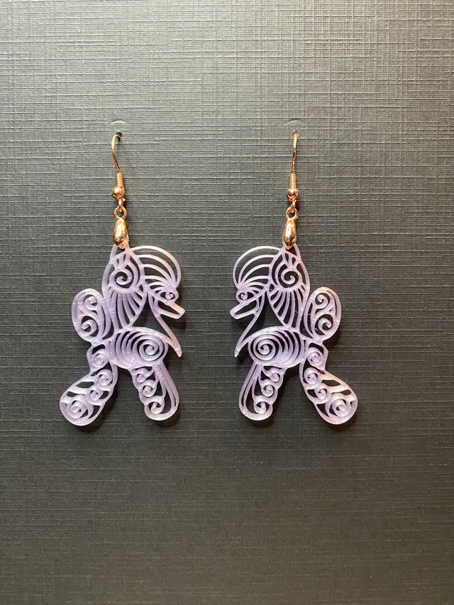 3D - Earrings Poodle Fantasy translucent violet