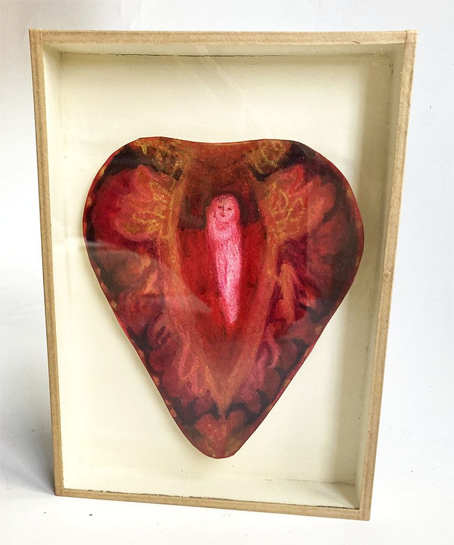 Coeur de fraise "L'apparition rosée" encadré