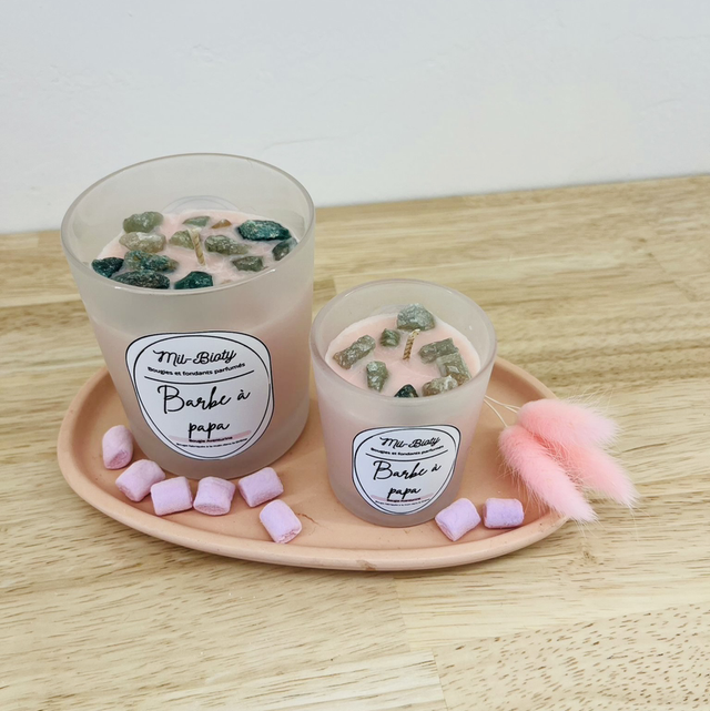 Bougie Aventurine : Barbe à papa