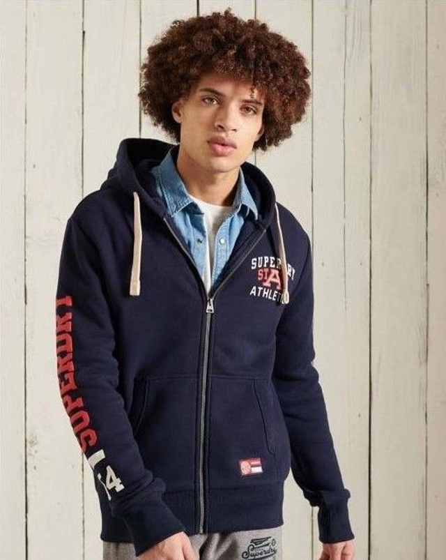519FE1520AJU - SUPERDRY Felpa Cappucio zip con stampa sulla manica