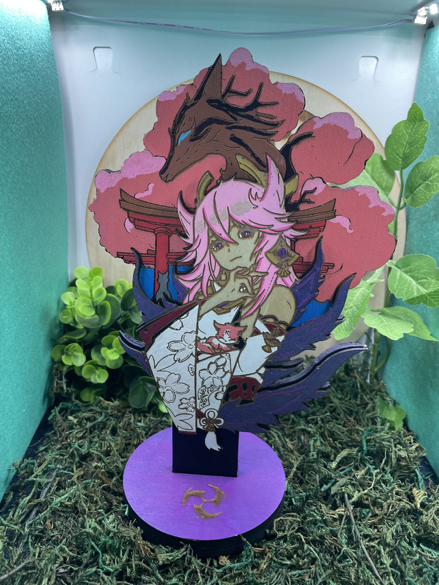 Figurine Genshin impact, Yae Miko. En bois.