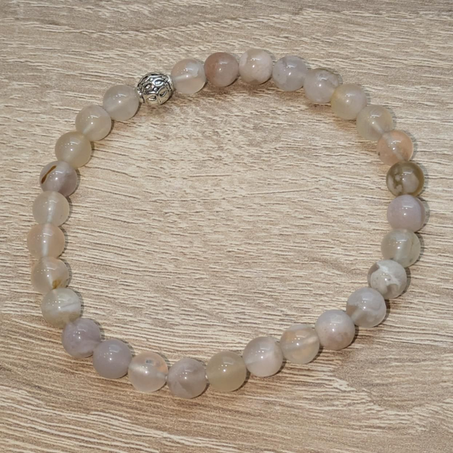Bracelet "Agate fleur de cerisier" 6mm BR-001
