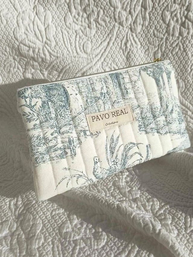Pochette matelassée en toile de Jouy