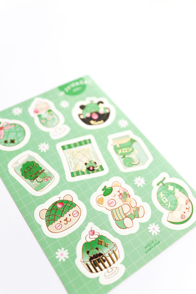  Planche 10 stickers Melon