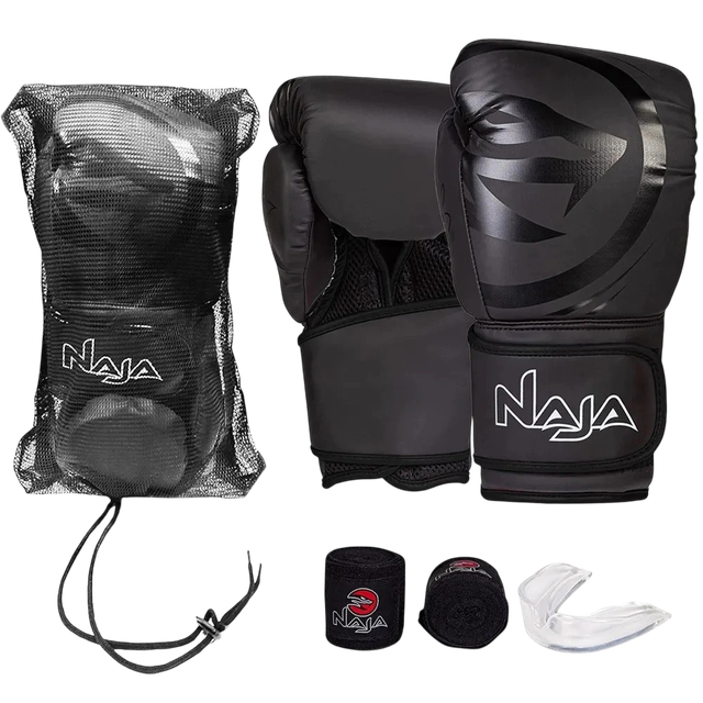 Kit Luvas de Boxe Naja + Bucal + Bandagens 