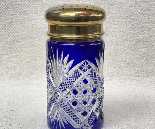 Zuckerstreuer/ Kakaostreuer Kobald blau Kristall geschliffen