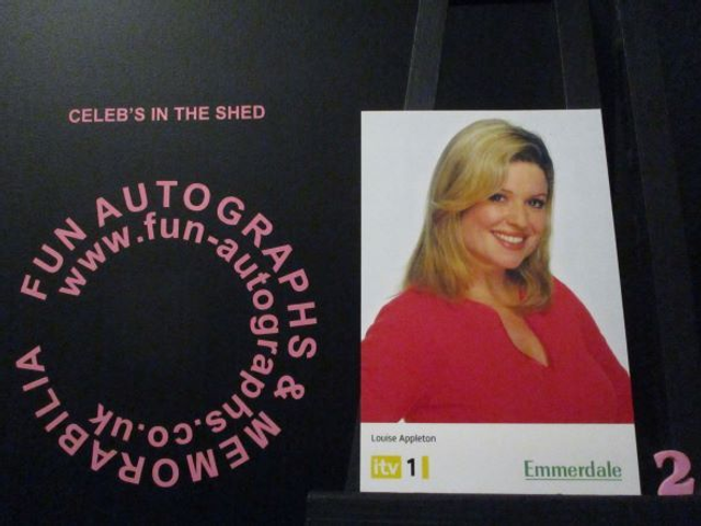 Emily Symons (Louise Appleton) Original Emmerdale Yellow &amp; White Itv1 Logo Cast Card (2)
