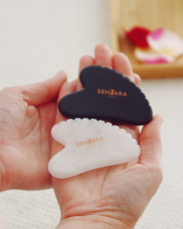 Gua Sha Coeur à Dents - Obsidienne Noire