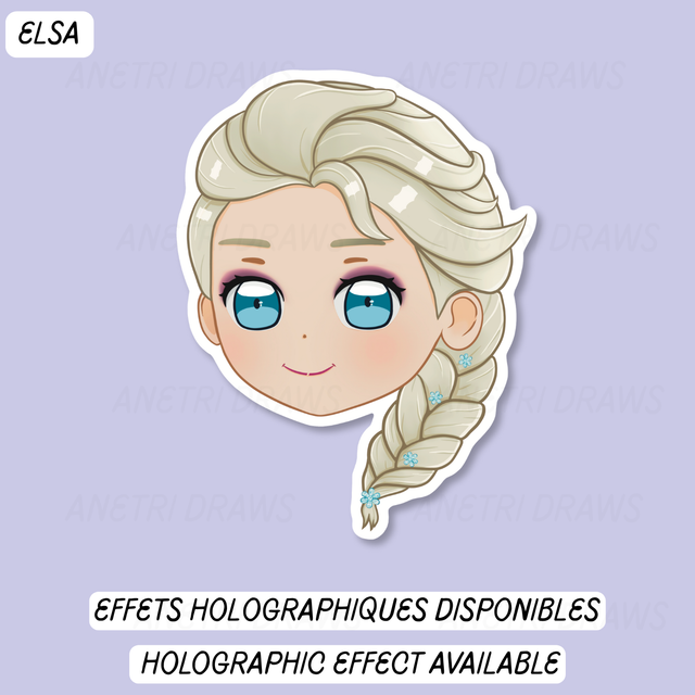 Sticker visage mignon La reine des neiges | Elsa