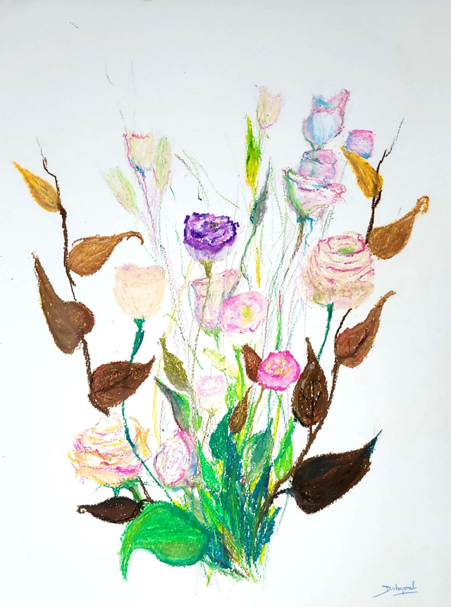Le bouquet de fleurs et ses feuilles d'automne, 2016