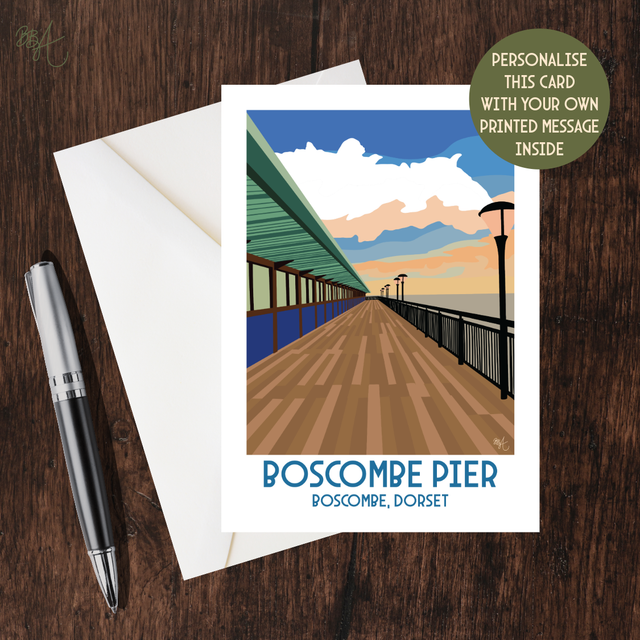 Boscombe Pier, Travel Poster Card