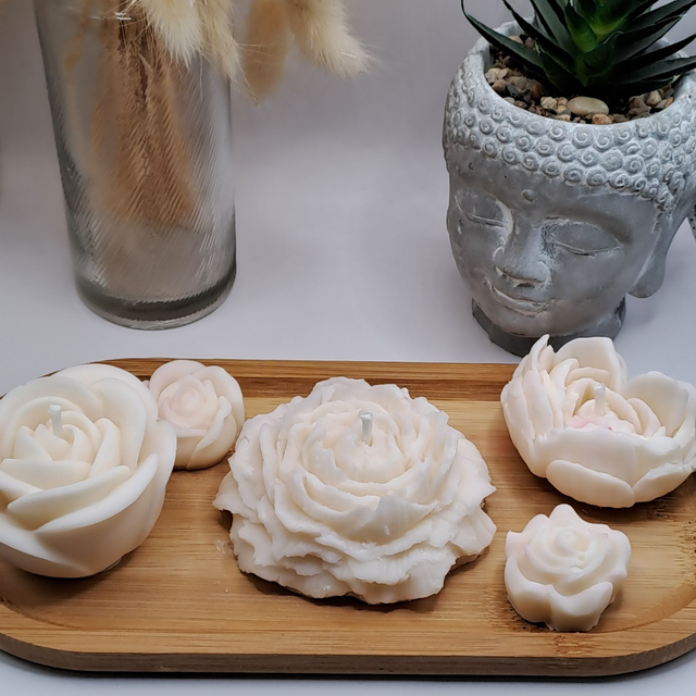 Plateau de bougies moulées florales