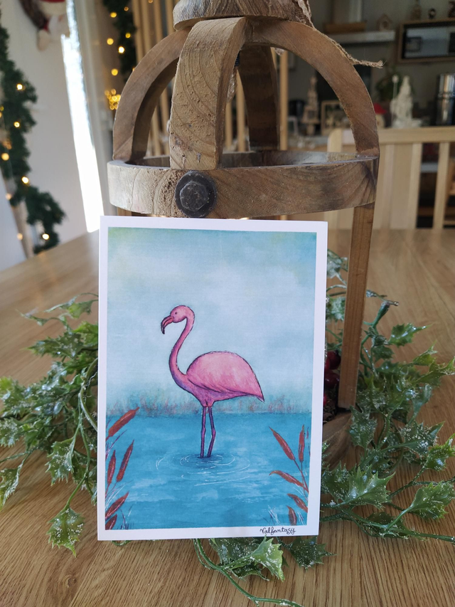 Carte "Flamant rose", 10 x 15 cm
