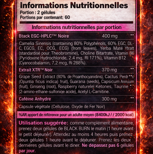 BLACK BURN (Sans Stimulant) - STACKER 2 - 90 caps