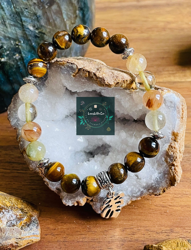 🐅🌟Bracelet Oeil de tigre et Quartz rutile 