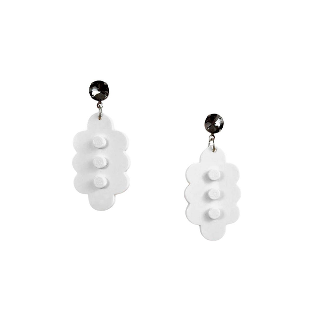 Clouds with grey "diamond" earring stud