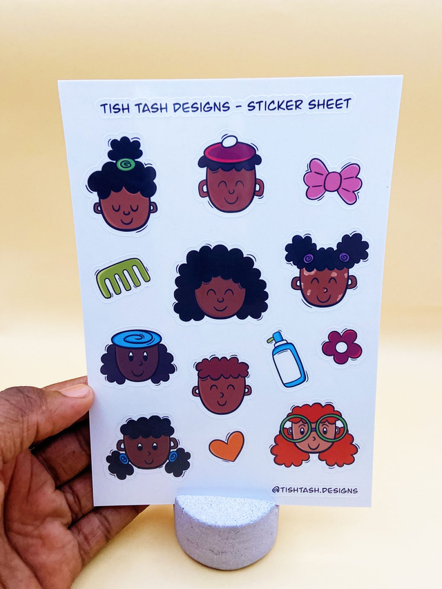 Black girls and boys sticker sheet - Black character illustrations 