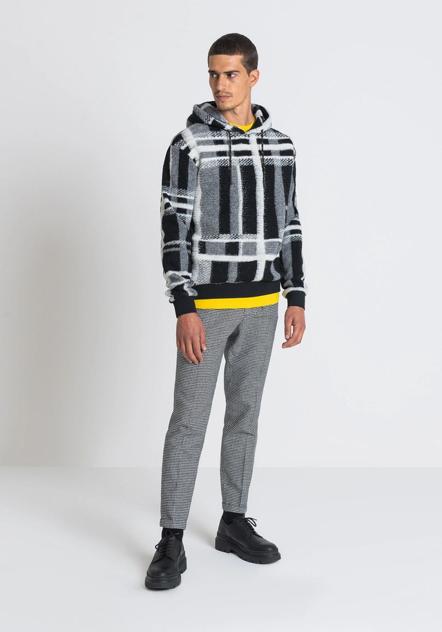 B07D1867 - Antony Morato Maglia cappuccio in misto lana fantasia geometric