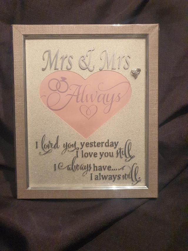 Unique wedding photo frame hand decorated MRS &amp; MRS.