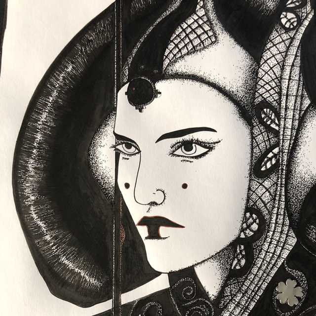 Guerrière amidala - Star Wars - 31 x 22 cm - encadrement noir 