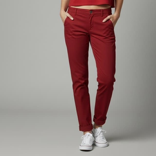 Pantalon Chino Rouge Femme - Place du Jour – Coupe Ajustée &amp; Confort
