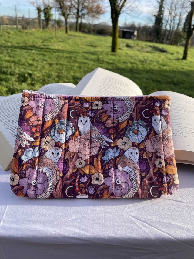 Pochette plate zip chouette 