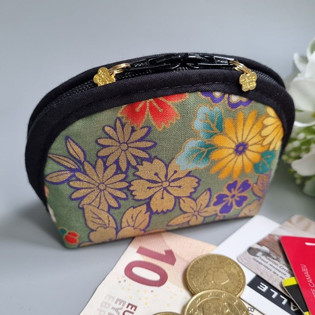 Porte-monnaie arrondi "Kanako" vert